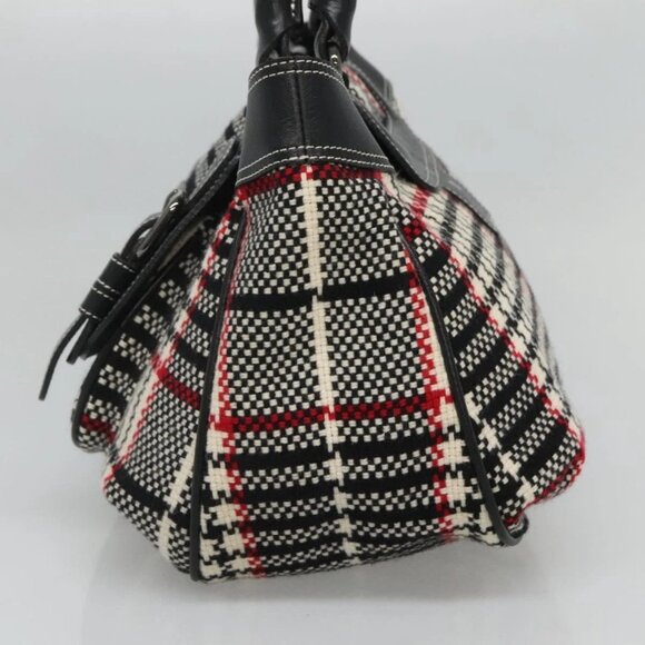 BURBERRY Nova Check Blue Label Hand Bag Wool Black - Picture 4 of 15